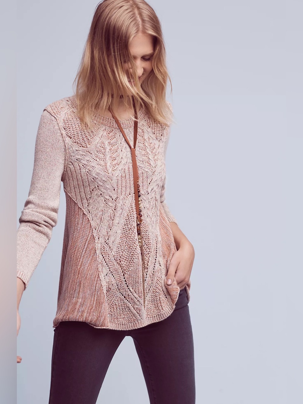 Anthropologie Moth Anita Swing Knit Sweater Dusty Rose women’s XS